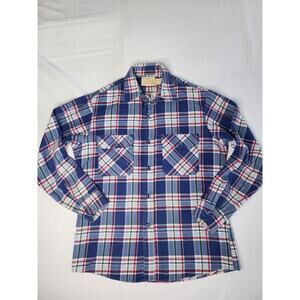 Vintage Fieldmaster Perma Prest Mens Flannel Shirt Size M Red White Black Plaid
